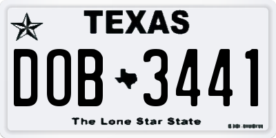 TX license plate DOB3441