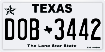 TX license plate DOB3442