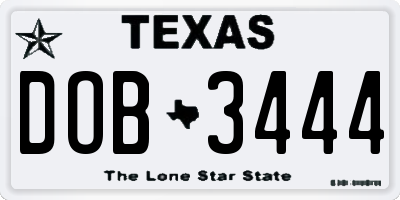 TX license plate DOB3444