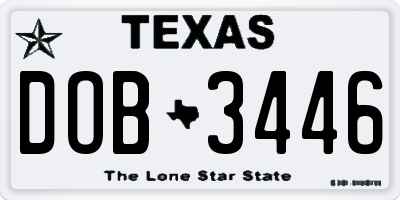 TX license plate DOB3446