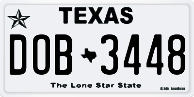 TX license plate DOB3448