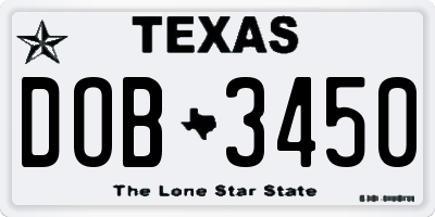 TX license plate DOB3450