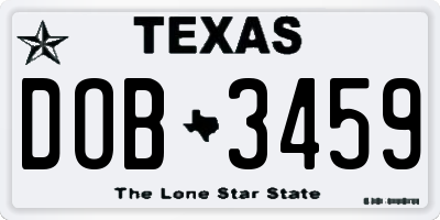 TX license plate DOB3459