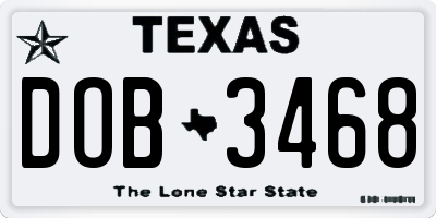TX license plate DOB3468