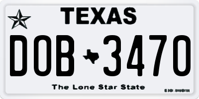 TX license plate DOB3470