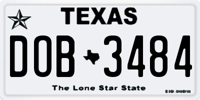 TX license plate DOB3484