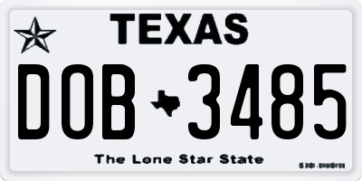 TX license plate DOB3485