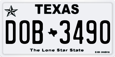 TX license plate DOB3490