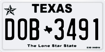 TX license plate DOB3491