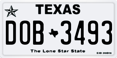 TX license plate DOB3493