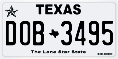 TX license plate DOB3495