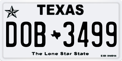 TX license plate DOB3499