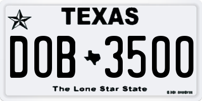 TX license plate DOB3500