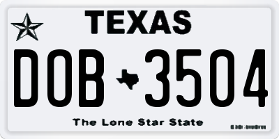 TX license plate DOB3504