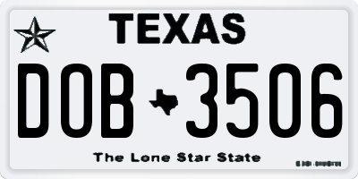 TX license plate DOB3506