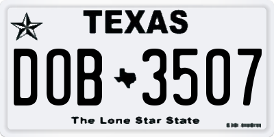 TX license plate DOB3507