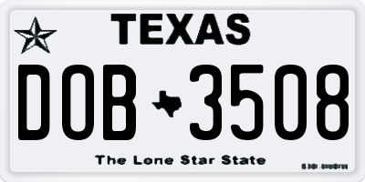 TX license plate DOB3508