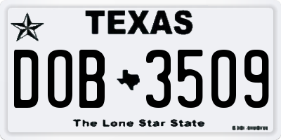 TX license plate DOB3509