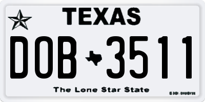 TX license plate DOB3511