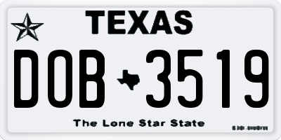 TX license plate DOB3519