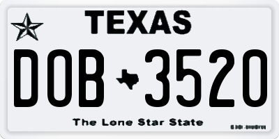 TX license plate DOB3520