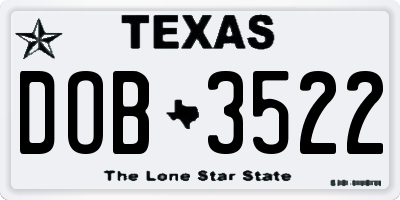 TX license plate DOB3522