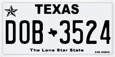TX license plate DOB3524