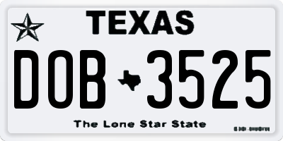 TX license plate DOB3525