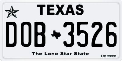 TX license plate DOB3526