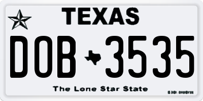 TX license plate DOB3535