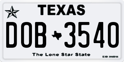 TX license plate DOB3540