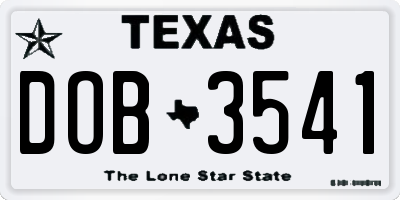 TX license plate DOB3541