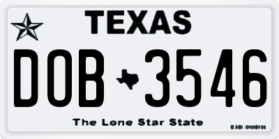 TX license plate DOB3546