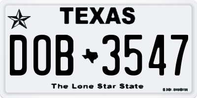 TX license plate DOB3547