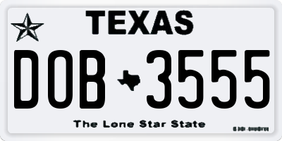 TX license plate DOB3555