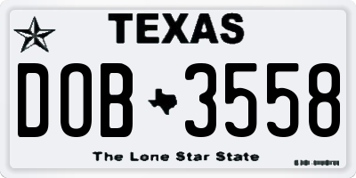 TX license plate DOB3558