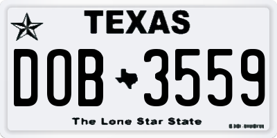 TX license plate DOB3559