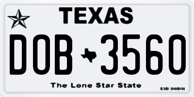 TX license plate DOB3560