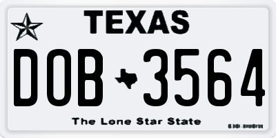 TX license plate DOB3564