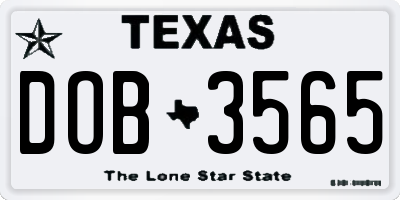 TX license plate DOB3565