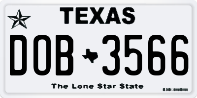TX license plate DOB3566