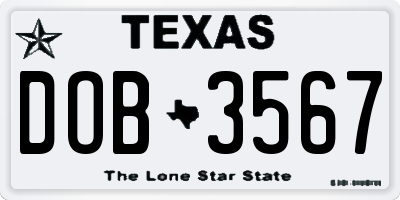 TX license plate DOB3567