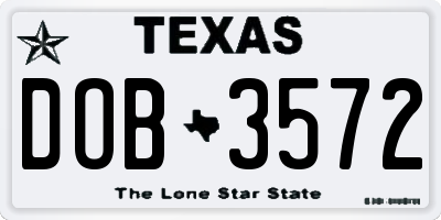 TX license plate DOB3572
