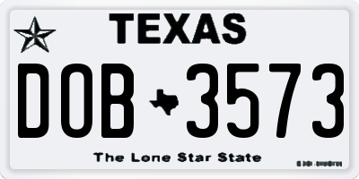 TX license plate DOB3573