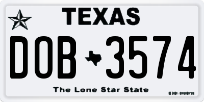 TX license plate DOB3574