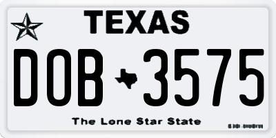 TX license plate DOB3575
