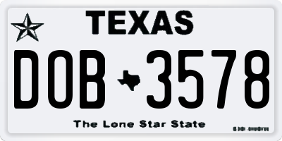 TX license plate DOB3578
