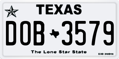 TX license plate DOB3579