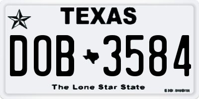 TX license plate DOB3584