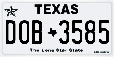 TX license plate DOB3585